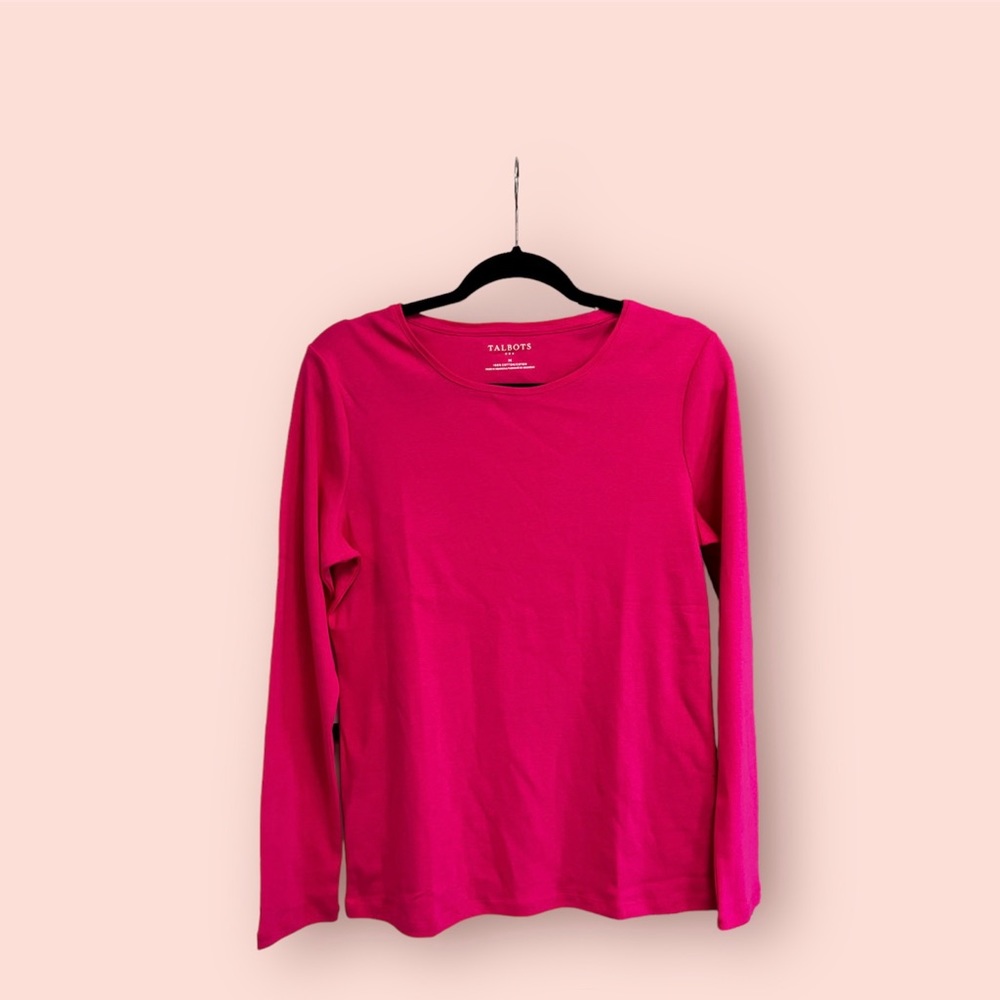 TALBOTS Cotton Long Sleeve Tee/ Cabaret Pink